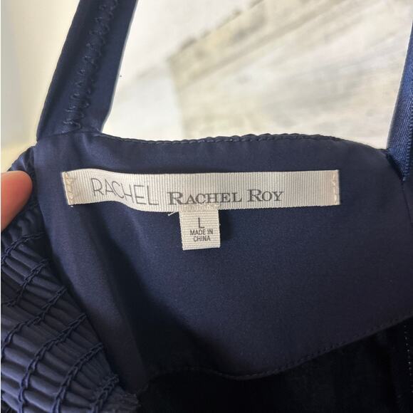 Rachel Rachel Roy womens size Large navy blue boho criss cross tank blouse light - Picture 3 of 5